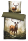 Preview: Biberna Feinbiber Bettwäsche 'Hirsch' 135 x 200 cm Fichte